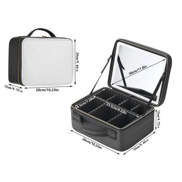 Beautiful Large Capacity Cosmetic Case with a built in LED Mirror