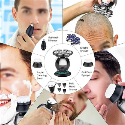 Mens Fantastic Portable Electric Head Shaver with 7D Floating Cutter, Beard Trimmer, Clipper