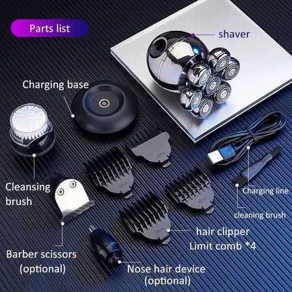 Mens Fantastic Portable Electric Head Shaver with 7D Floating Cutter, Beard Trimmer, Clipper