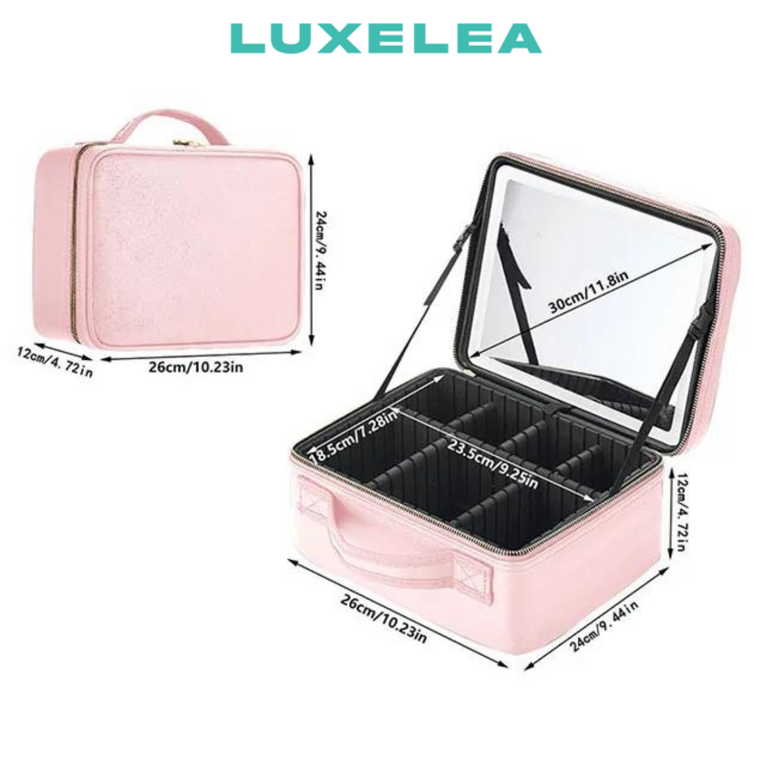 Beautiful Large Capacity Cosmetic Case with a built in LED Mirror