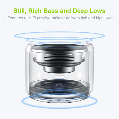 EWA A106 Pro Mini Portable Wireless Bluetooth 5.0 Speaker Custom Bass Radiator IPX7 Waterproof Metal Speakers Travel Case