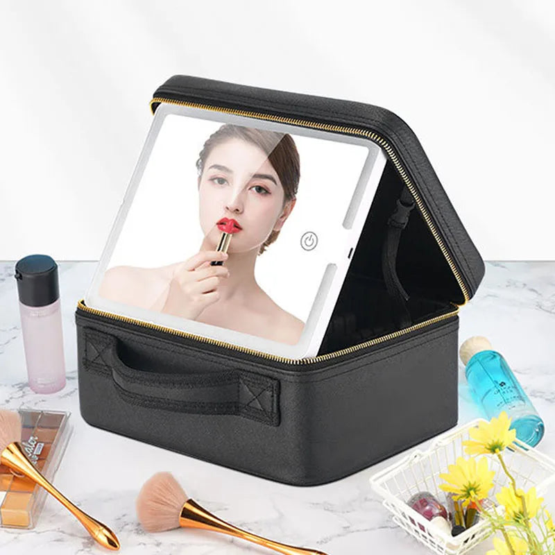 Beautiful Large Capacity Cosmetic Case with a built in LED Mirror