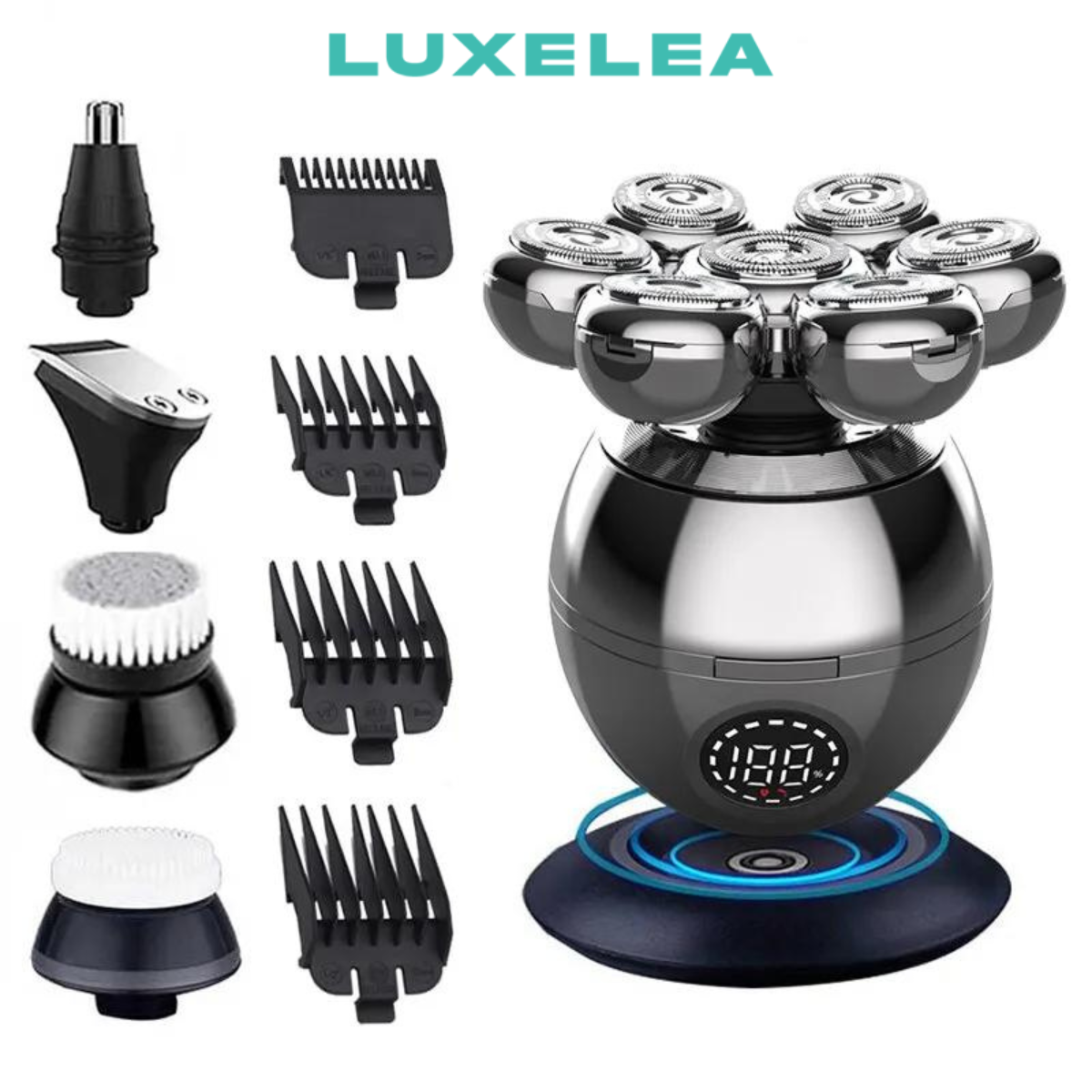 Mens Fantastic Portable Electric Head Shaver with 7D Floating Cutter, Beard Trimmer, Clipper